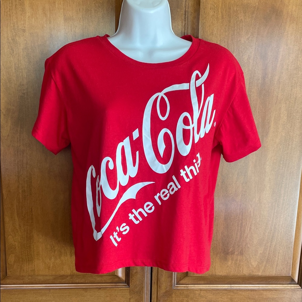 Coca-Cola Vibrant Red Crop Tee with White Logo - Picture 1 of 5
